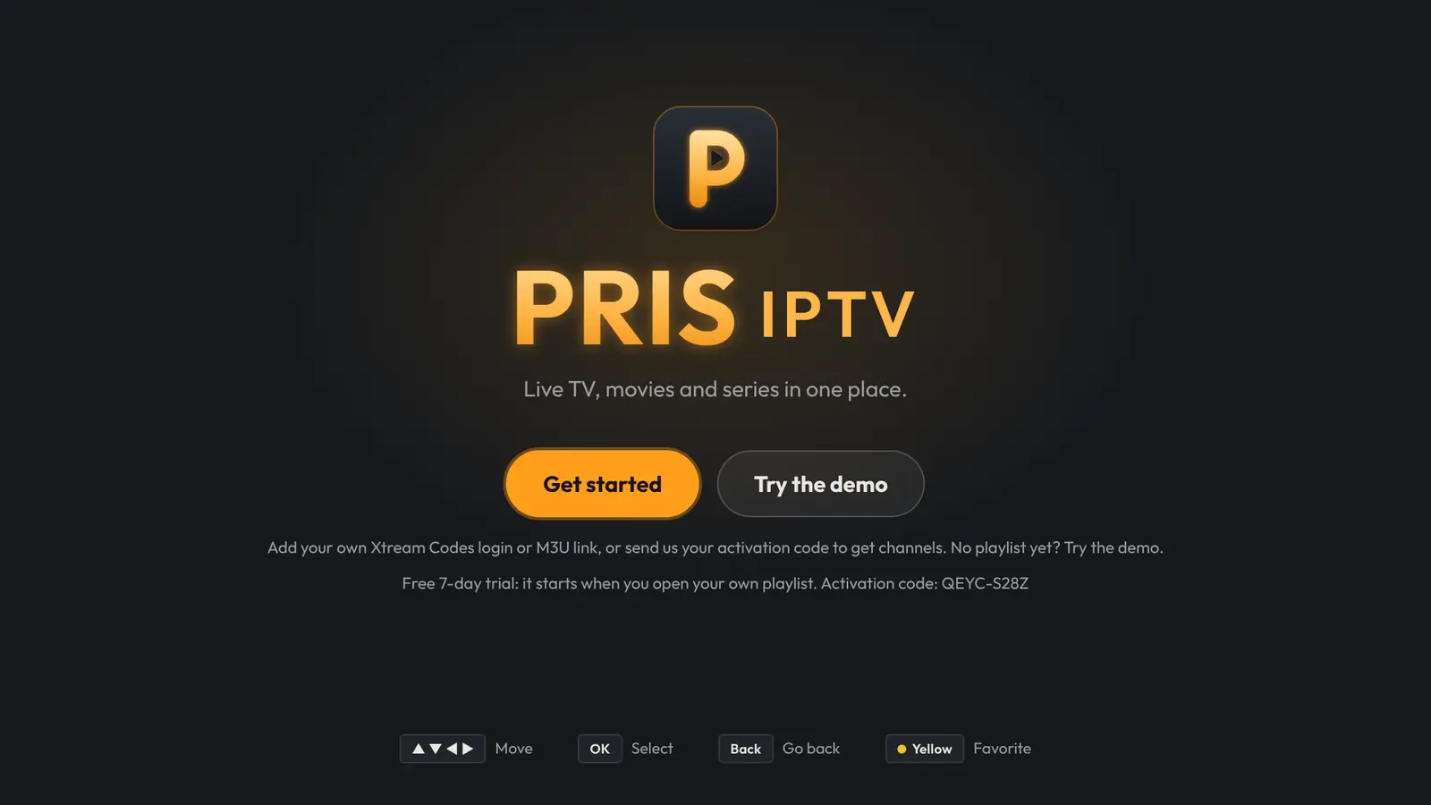 Welcome screen